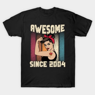 Awesome since 2004,18th Birthday Gift women 18 years old Birthday T-Shirt